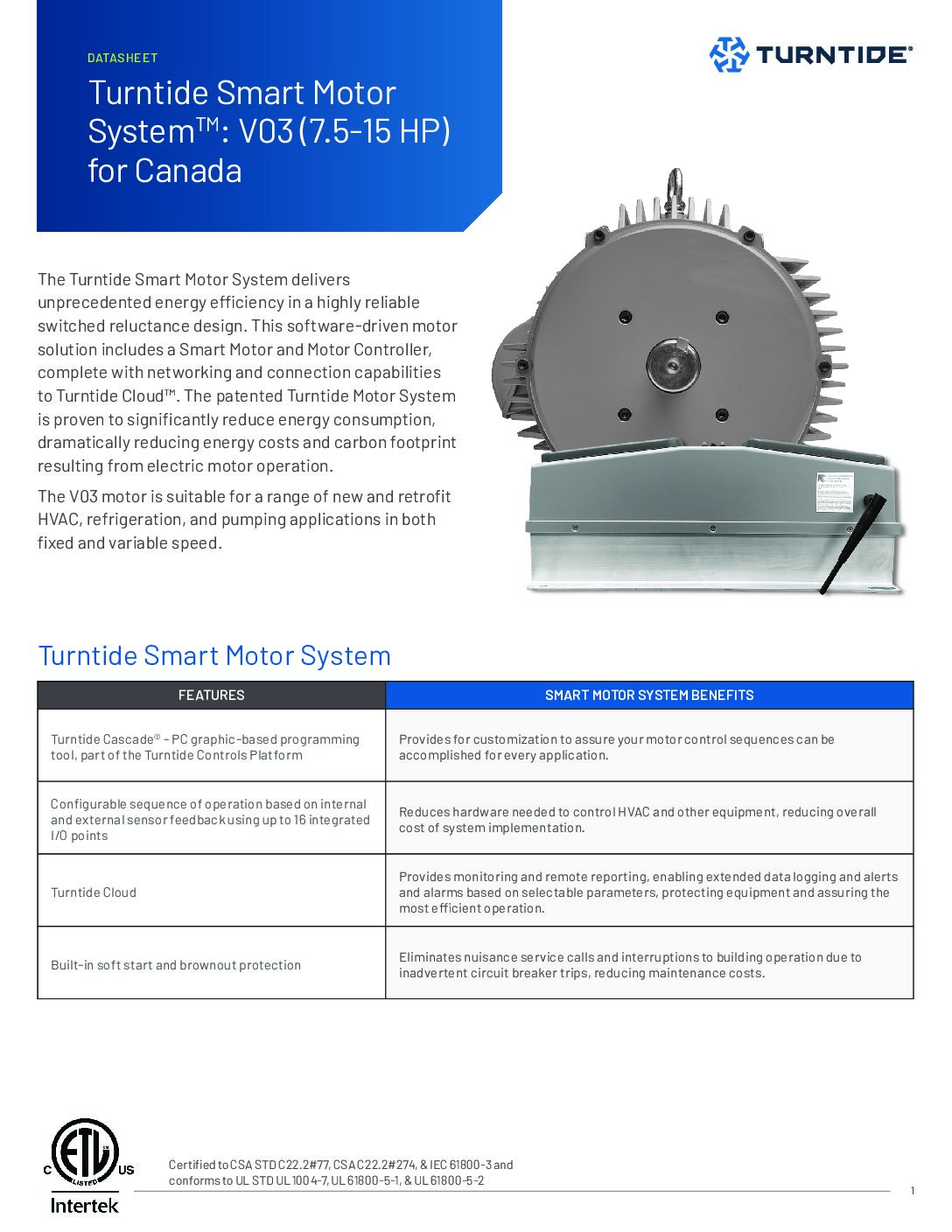 Turntide Smart Motor System: V03 (7.5-15HP) for Canada Asset Cover