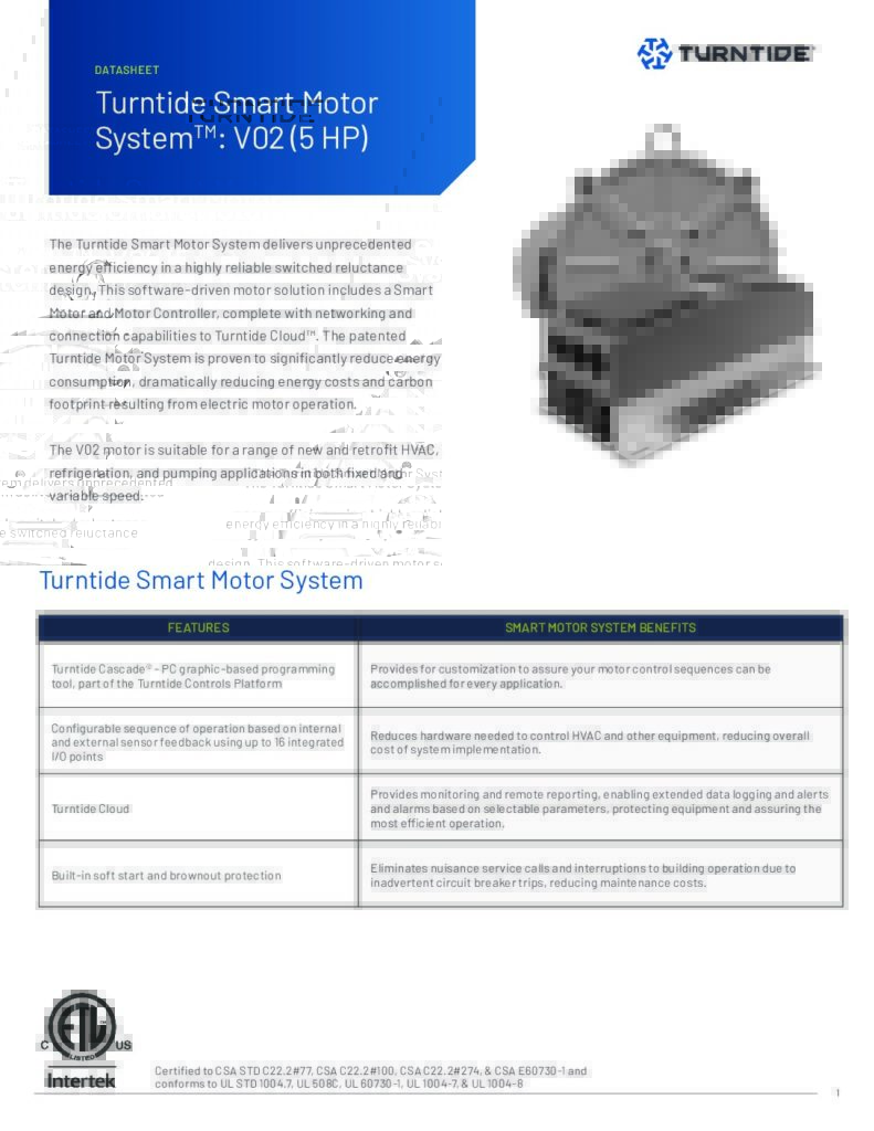 Turntide Smart Motor System: V02 (5HP) Asset Cover