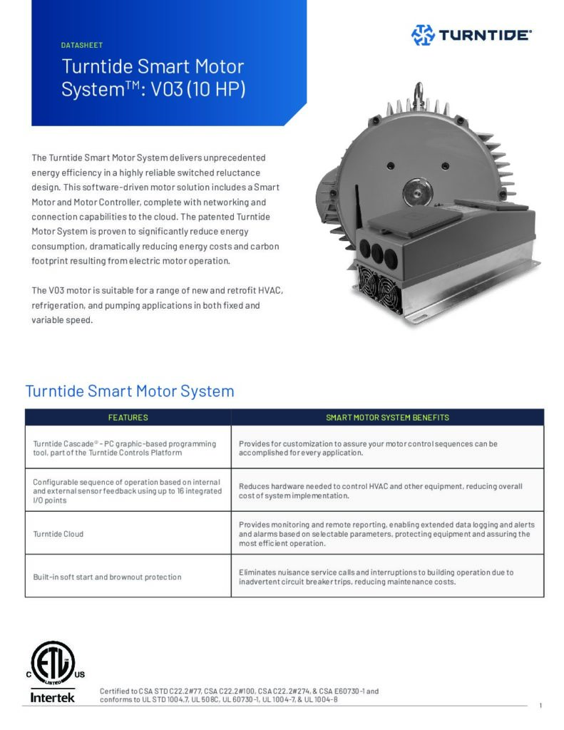 Turntide Smart Motor System: V03 (10HP) Asset Cover