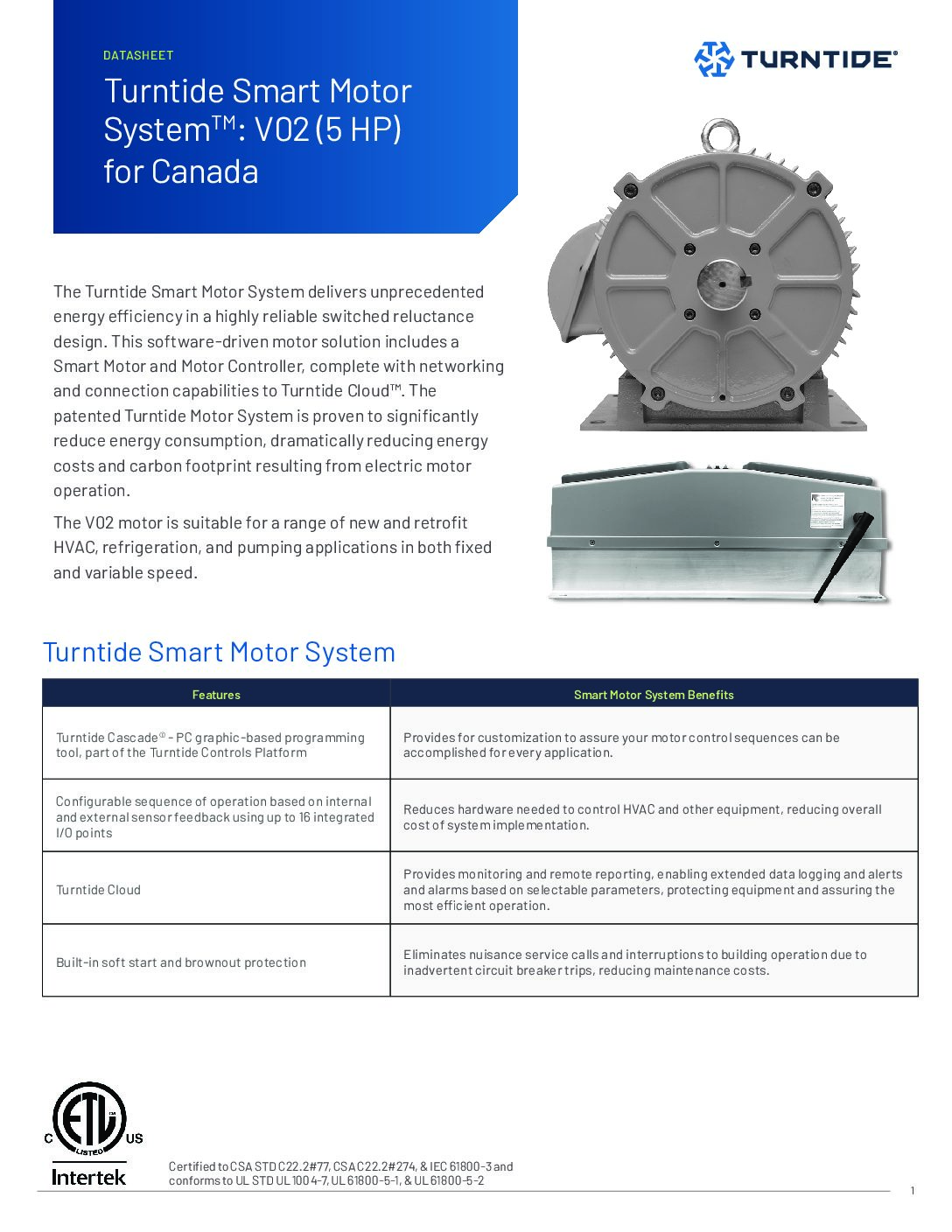 Turntide Smart Motor System: V02 (5HP) for Canada Asset Cover