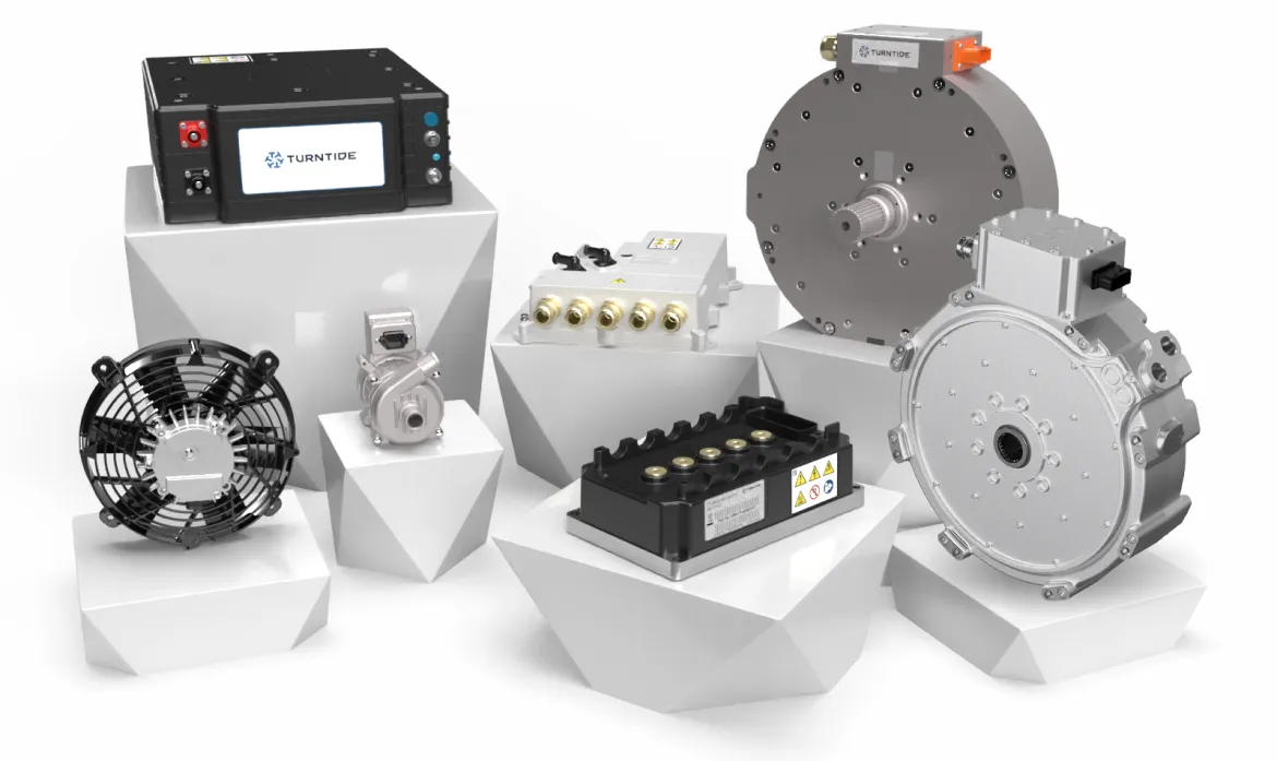 Turntide Products on pedestal